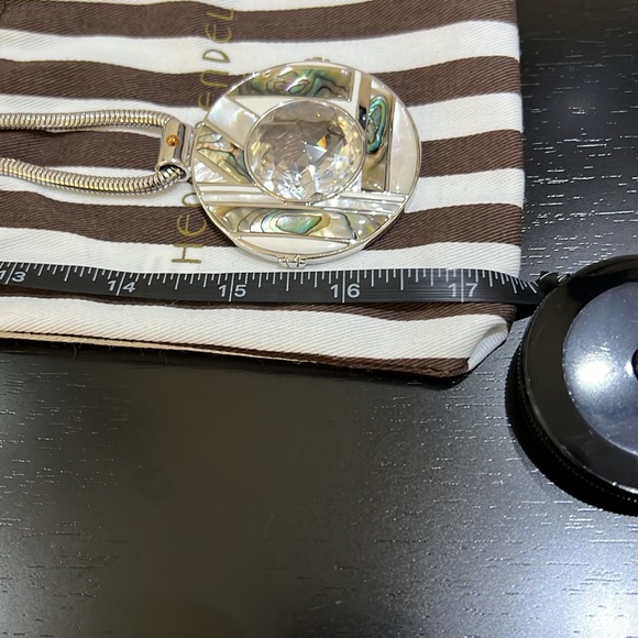 HENRI BENDEL NWOT SILVER TONE DECORATIVE LONG NECKLACE - Picture 6 of 10